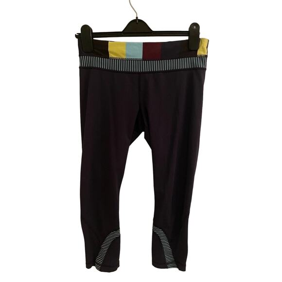 Lululemon Run Inspire Crop II Sz 6 Inkwell Pow Stripe Split Pea Power Luxtreme - Picture 2 of 10